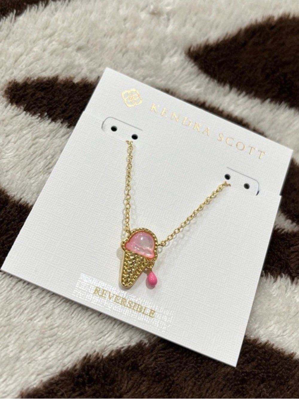 Kendra Scott Kids Gold Necklace with Pink Ice Cream Charm